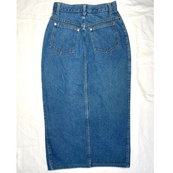 Vintage Star Cody XS Blue Jean Slit Midi Skirt Button Front Western - Picture 2 of 8